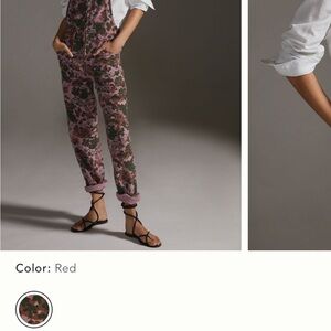 Anthropologie Pink and Green Floral Jumpsuit
